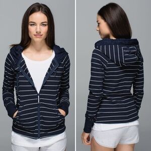 Lululemon Movement Lookout Stripe Heathered Inkwell Heathered White Hoodie